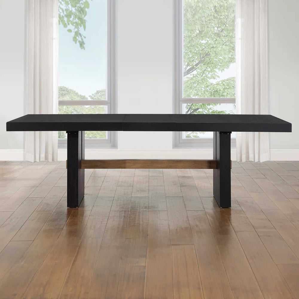 Extendable Oak Trestle Wood Dining Table - Wooden Bazar