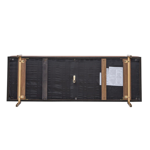 Glexico Modern Channel Tufted Bench With Gold Base