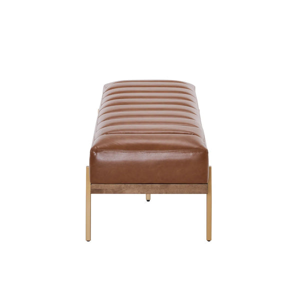 Glexico Modern Channel Tufted Bench With Gold Base