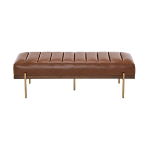 Glexico Modern Channel Tufted Bench With Gold Base
