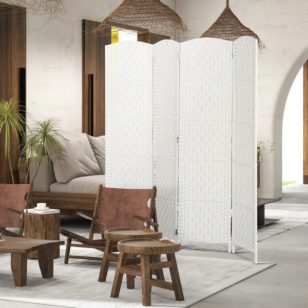 Roche  Folding Room Divider, Freestanding Privacy Screen for Indoor Spaces  Wooden Bazar