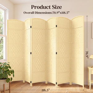 Folding Room Divider, Wide Freestanding Privacy Screen in Mocha  Wooden Bazar