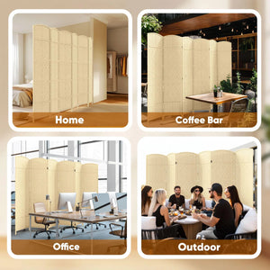 Folding Room Divider, Wide Freestanding Privacy Screen in Mocha  Wooden Bazar