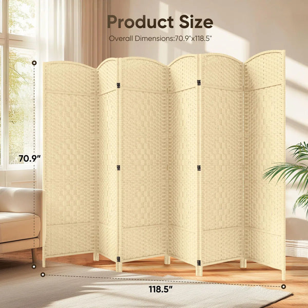 Folding Room Divider Privacy Screen, Freestanding Mocha Panel  Wooden Bazar