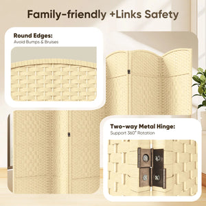 Folding Room Divider Privacy Screen, Freestanding Mocha Panel  Wooden Bazar