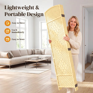 Folding Room Divider, Wide Freestanding Privacy Screen in Mocha  Wooden Bazar