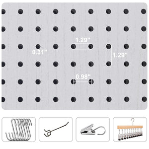 Wooden Folding Room Divider with Pegboard Display   Wooden Bazar