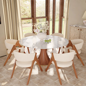 Kimjong Round Dining Elegant Sintered Stone Table Set - Wooden Bazar
