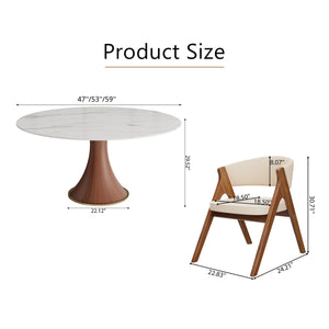 Kimjong Round Dining Elegant Sintered Stone Table Set - Wooden Bazar