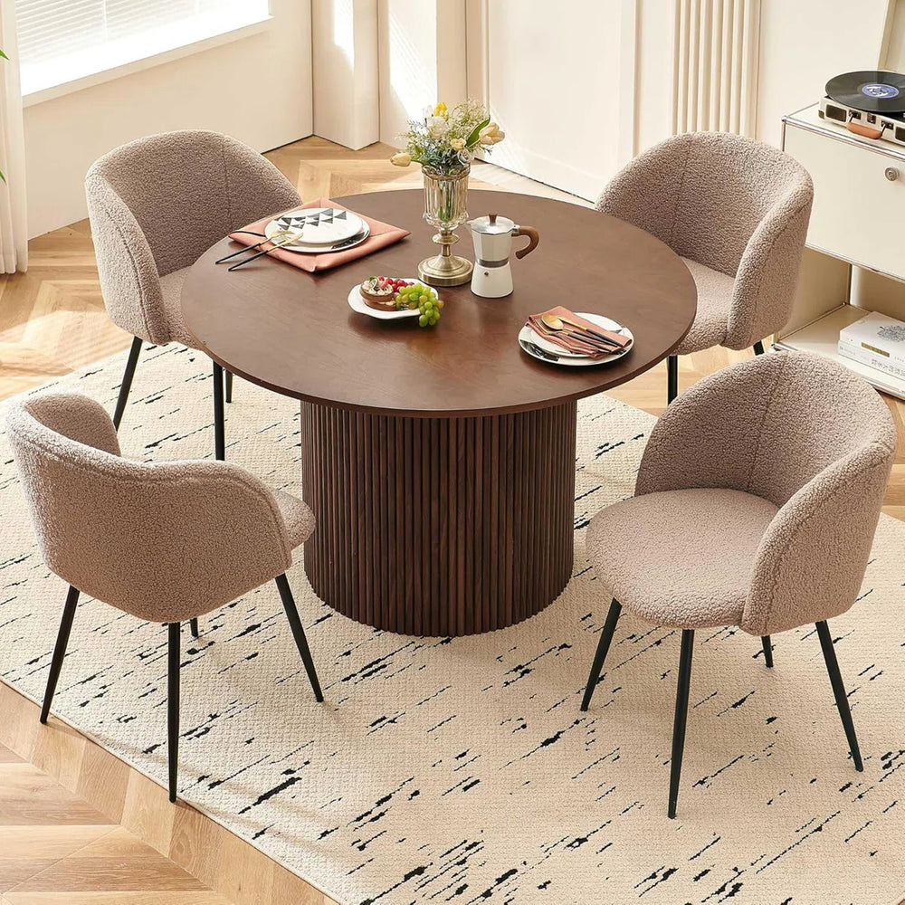 Nevvy Round Table With Set Of Four Barrel Chairs - Wooden Bazar
