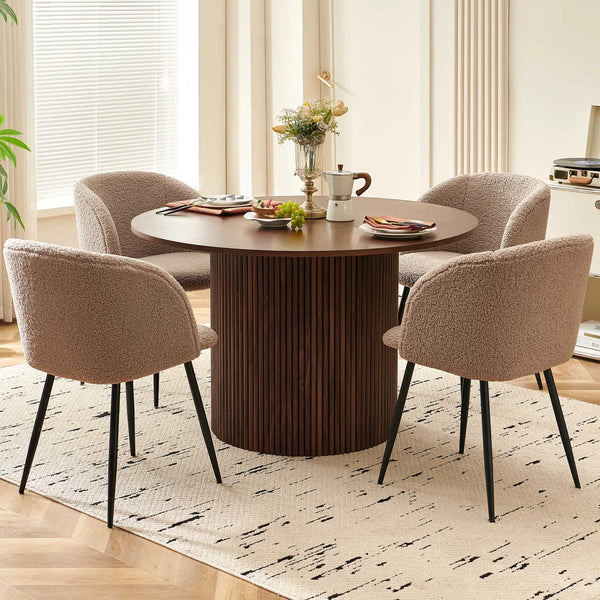 Nevvy Round Table With Set Of Four Barrel Chairs - Wooden Bazar