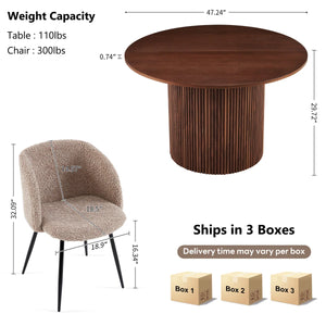 Nevvy Round Table With Set Of Four Barrel Chairs - Wooden Bazar