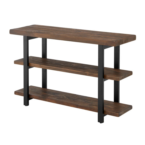 Rustic Industrial Solid Wood Media Console Table  Wooden Bazar