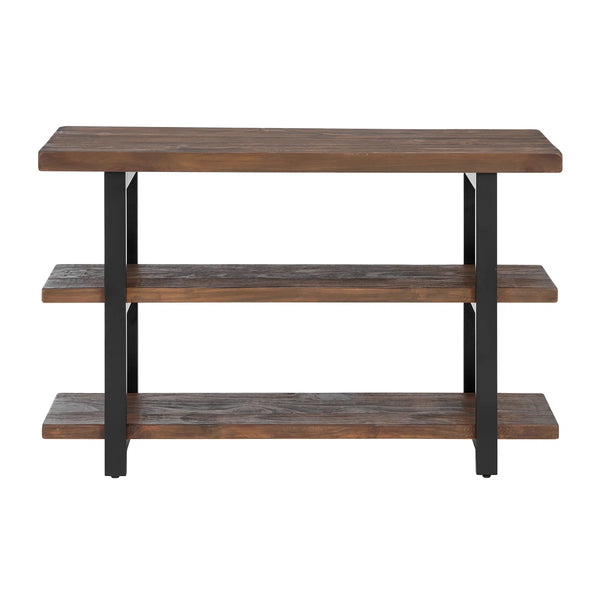 Rustic Industrial Solid Wood Media Console Table  Wooden Bazar