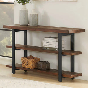 Rustic Industrial Solid Wood Media Console Table  Wooden Bazar