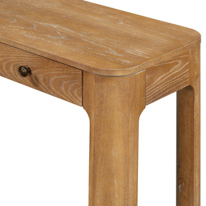 Rustic Console Table with 3 Drawers, Rounded Corners & Sturdy Legs for Entryway  Wooden Bazar