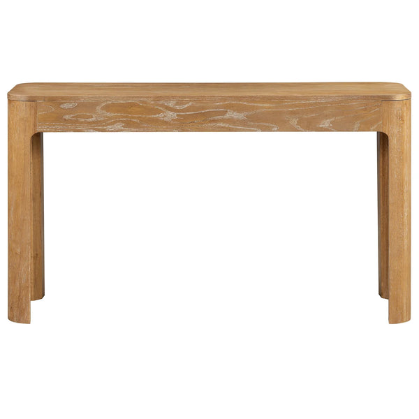 Rustic Console Table with 3 Drawers, Rounded Corners & Sturdy Legs for Entryway  Wooden Bazar