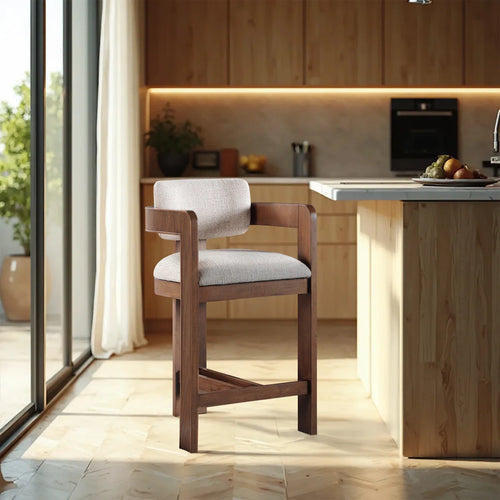 Sacha Howley Upholstered Stool  Wooden Bazar