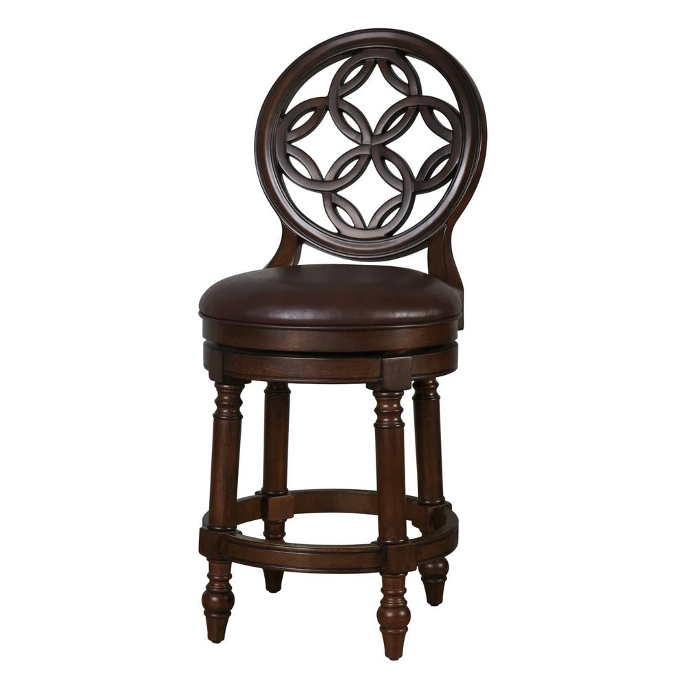 Sauer Swivel Upholstered Counter Stool with Solid Wood Frame  Wooden Bazar