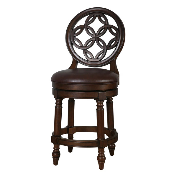 Sauer Swivel Upholstered Counter Stool with Solid Wood Frame  Wooden Bazar