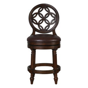 Sauer Swivel Upholstered Counter Stool with Solid Wood Frame  Wooden Bazar