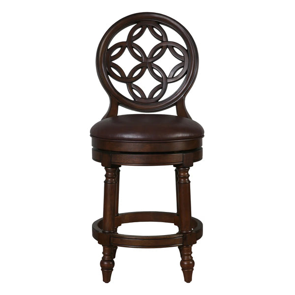 Sauer Swivel Upholstered Counter Stool with Solid Wood Frame  Wooden Bazar