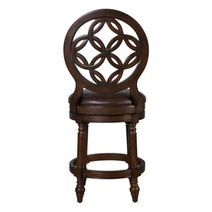 Sauer Swivel Upholstered Counter Stool with Solid Wood Frame  Wooden Bazar