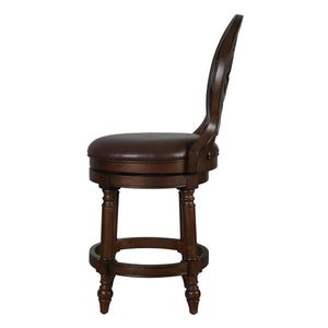 Sauer Swivel Upholstered Counter Stool with Solid Wood Frame  Wooden Bazar