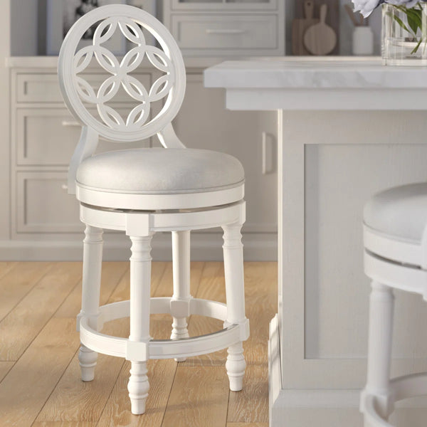 Sauer Swivel Upholstered Counter Stool with Solid Wood Frame  Wooden bazar