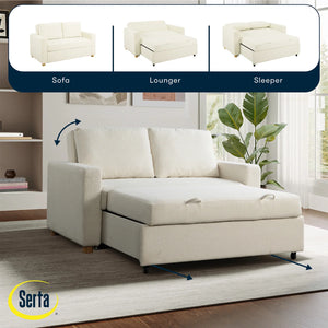 Serta Trinity 66.1" Full Size Convertible Sofa Bed Loveseat, Dream Coil Comfort, Easy Assembly  Wooden Bazar