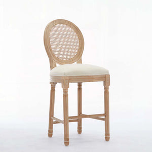 Set of 2 French Country Solid Wood Bar Stools with Upholstered Seats  Wooden Bazar