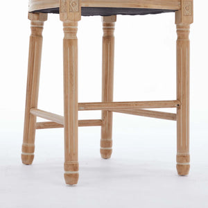 Set of 2 French Country Solid Wood Bar Stools with Upholstered Seats  Wooden Bazar