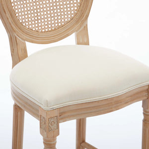 Set of 2 French Country Solid Wood Bar Stools with Upholstered Seats  Wooden Bazar