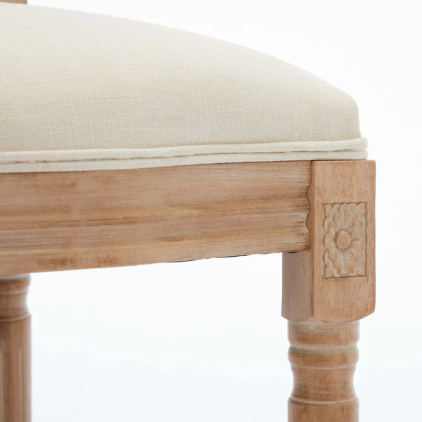 Set of 2 French Country Solid Wood Bar Stools with Upholstered Seats  Wooden Bazar