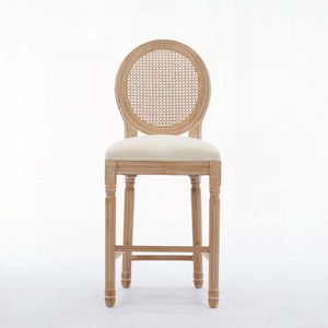 Set of 2 French Country Solid Wood Bar Stools with Upholstered Seats  Wooden Bazar