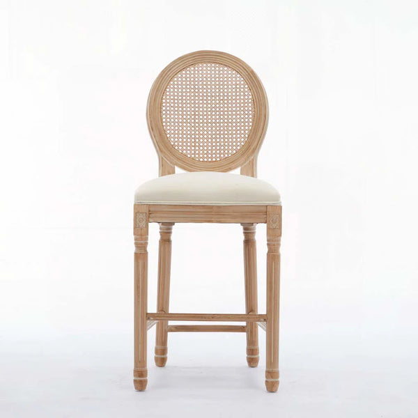 Set of 2 French Country Solid Wood Bar Stools with Upholstered Seats  Wooden Bazar