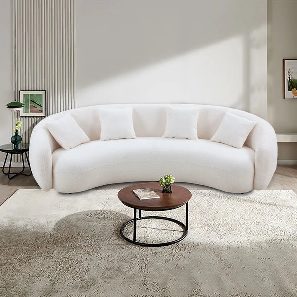 Kerion Mid Century Modern Half Moon Living Room Sofa - Wooden Bazar