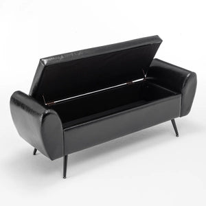 Savin Vegan Leather Storage Bench Storage Ottoman for King Size Bed - Wooden Bazar