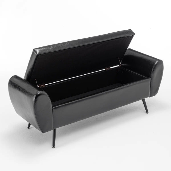 Savin Vegan Leather Storage Bench Storage Ottoman for King Size Bed - Wooden Bazar