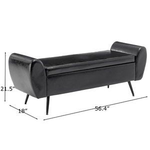 Savin Vegan Leather Storage Bench Storage Ottoman for King Size Bed - Wooden Bazar