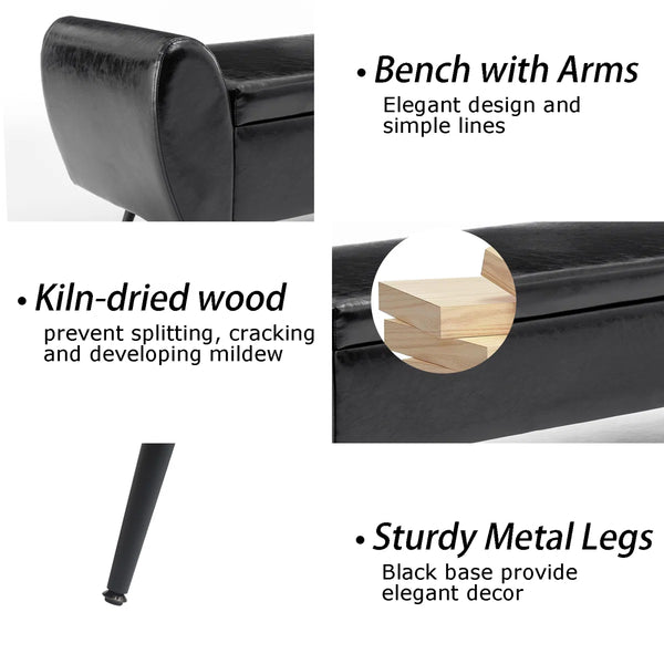 Savin Vegan Leather Storage Bench Storage Ottoman for King Size Bed - Wooden Bazar