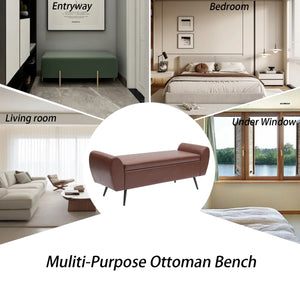 Savin Vegan Leather Storage Bench Storage Ottoman for King Size Bed - Wooden Bazar