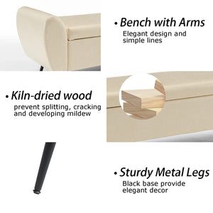 Savin Vegan Leather Storage Bench Storage Ottoman for King Size Bed - Wooden Bazar