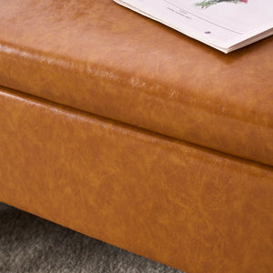 Savin Vegan Leather Storage Bench Storage Ottoman for King Size Bed - Wooden Bazar