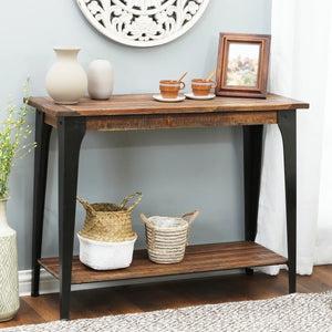 Farmhouse Console Table with Open Storage Shelf for Entryway, Hallway & Living Room  Wooden Bazar