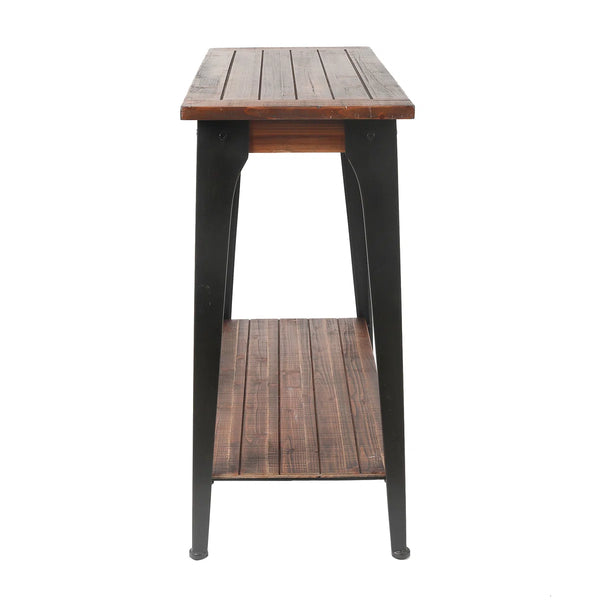 Farmhouse Console Table with Open Storage Shelf for Entryway, Hallway & Living Room  Wooden Bazar