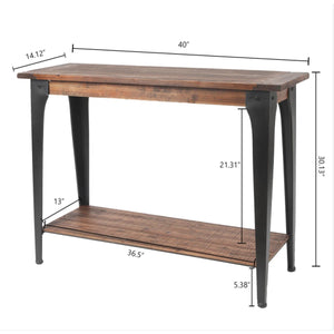 Farmhouse Console Table with Open Storage Shelf for Entryway, Hallway & Living Room  Wooden Bazar