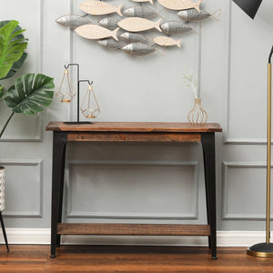 Farmhouse Console Table with Open Storage Shelf for Entryway, Hallway & Living Room  Wooden Bazar