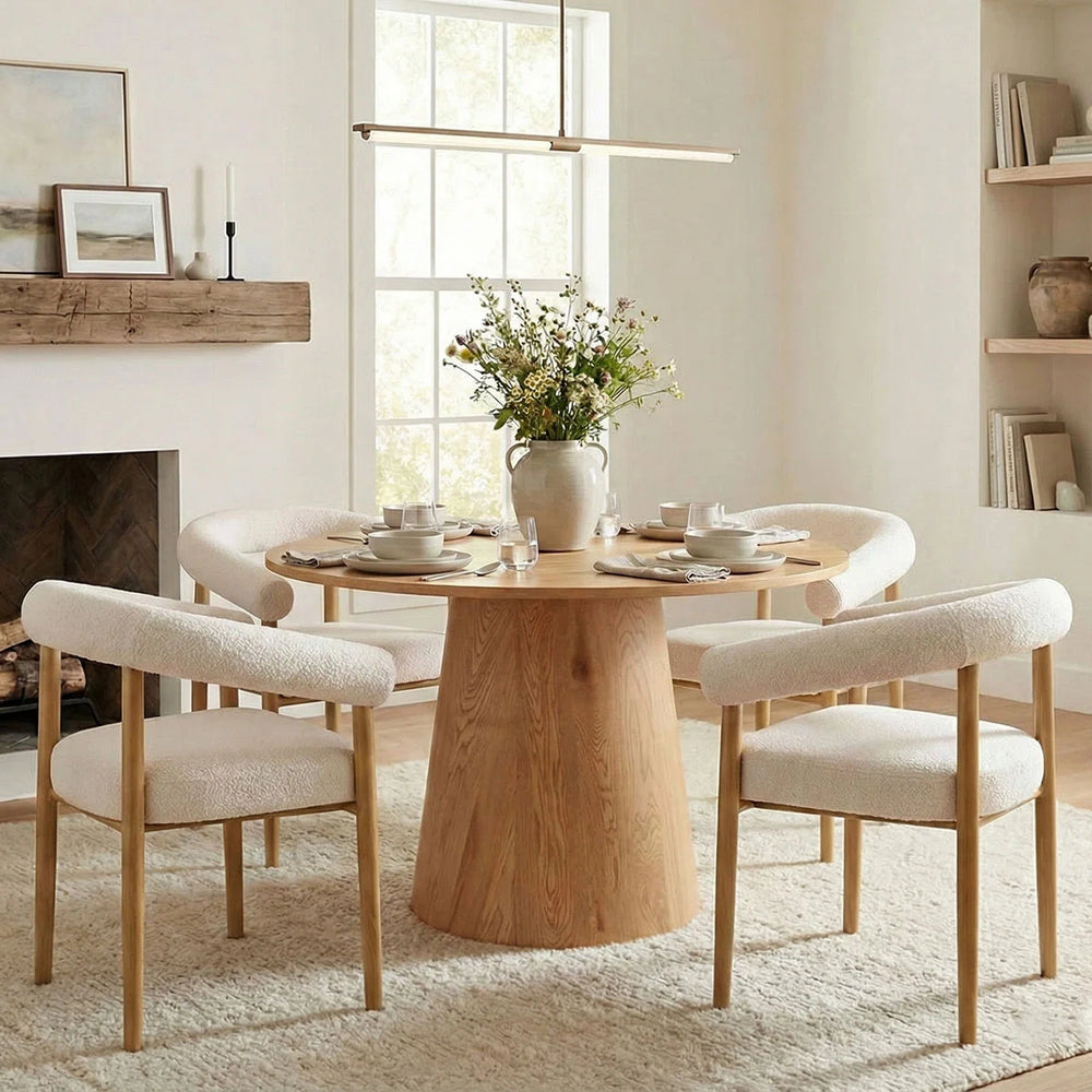 5-Pieces Round Dining Table Sets - Wooden Bazar