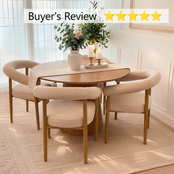 5-Pieces Round Dining Table Sets - Wooden Bazar